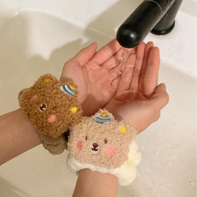 Sweat Band Wrist - 1Pair Cartoon Bear Face Wash Hand