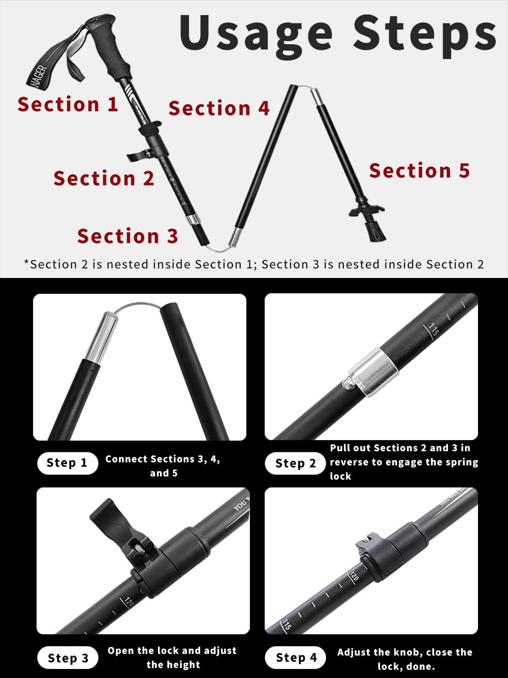 Foldable Trekking Pole 7075 Al - огляд і ціна Trekking Pole Carbon